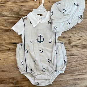 *NEW* Tommy Bahama 3 Piece Baby Boy Sailor Outfit; Size 3-6 months